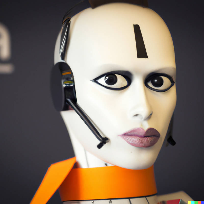 Artificial intelligence striking a pose for a photo for a magazine interview
